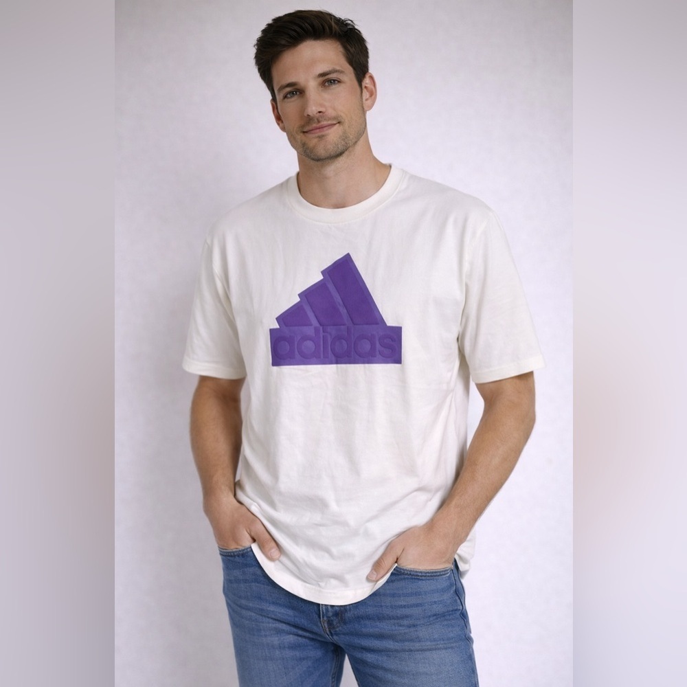 Adidas Originals White Tee Purple Logo XL